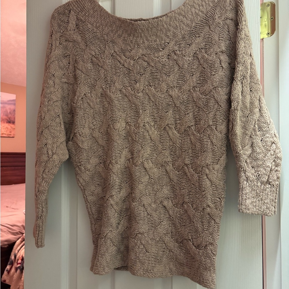 Red by Bre Women's Cable Knit Sweater - Tan